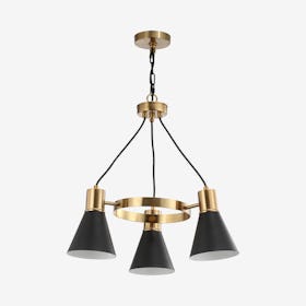 Apollo 3-Light Adjustable Modern LED Task Pendant Lamp - Black / Brass Gold - Metal