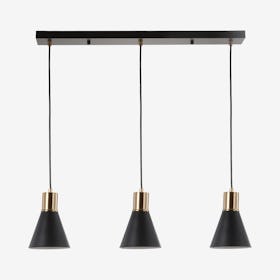 Apollo 3-Light Adjustable Modern Linear LED Pendant Lamp - Black / Brass Gold - Metal