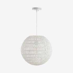 Luna Woven Orb LED Pendant Lamp - White - Rattan / Metal
