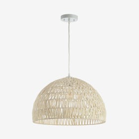 Campana Woven Dome LED Pendant Lamp - Cream - Rattan / Metal