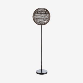 Bea Outdoor Woven Globe LED Floor Lamp - Coffee / Black - Metal