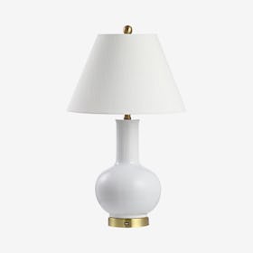 Han Contemporary USB Charging LED Table Lamp - White / Brass Gold - Ceramic / Iron