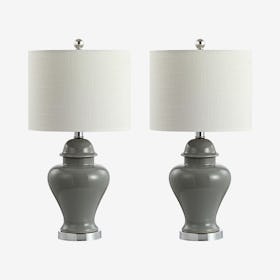 Qin Classic Cottage LED Table Lamp - Grey - Ceramic / Iron - Set of 2