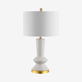 Ziggy Contemporary Glam LED Table Lamp - White / Brass Gold - Ceramic / Iron