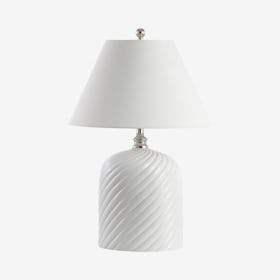 Serge Swirl Bohemian Glam LED Table Lamp - White - Ceramic / Metal
