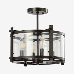 Hampdon Modern Drum LED Flush Mount Lamp - Oil Rubbed Bronze - Iron / Glass