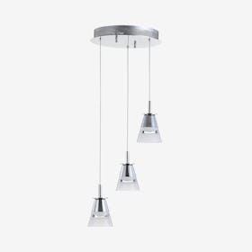 Alain 3-Light Adjustable Cascading Integrated Cluster LED Pendant Lamp - Chrome - Metal / Glass
