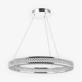 Benton Round Integrated LED Chandelier - Chrome / Clear - Crystal / Metal