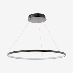 Brice Round Integrated Single Hoop LED Chandelier - Matte Black - Metal