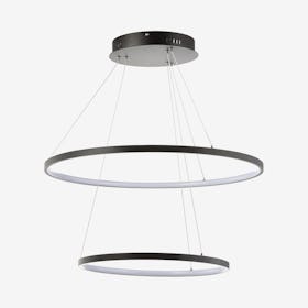 Brice Round Integrated Double-Hoop LED Chandelier - Matte Black - Metal