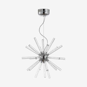 Soyuz Adjustable Integrated LED Starburst Pendant Lamp - Chrome / Clear - Metal