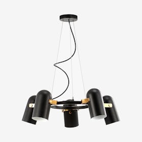 Eugenio 5-light Adjustable LED Pendant Lamp - Black / Brass Gold - Metal