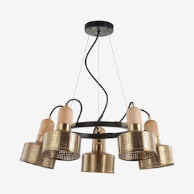 Gallery 5-Light Adjustable Spotlight LED Pendant Lamp - Brass Gold / Black - Metal