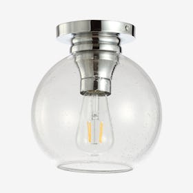 Atlas LED Flush Mount Lamp - Chrome - Metal / Bubbled Glass