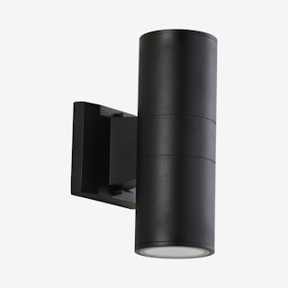Duo Cylinder Outdoor Integrated LED Sconce Lamp with Uplight - Black - Metal / Glass
