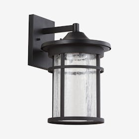 Porto Outdoor Wall Lantern Crackled Integrated LED Sconce Lamp - Black - Metal / Glass