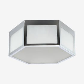 Minimo Hexagon LED Flush Mount Lamp - Chrome - Metal / Frosted Glass