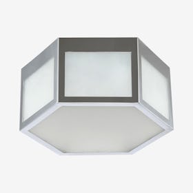 Moderno Hexagon LED Flush Mount Lamp - Chrome - Metal / Frosted Glass