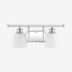 Beverly 2-Light Contemporary Modern LED Vanity Light - Chrome - Metal / Glass