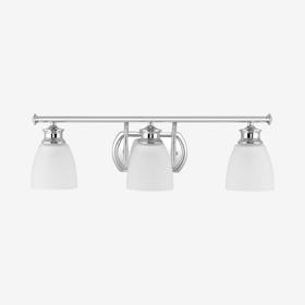 Beverly 3-Light Contemporary Modern LED Vanity Light - Chrome - Metal / Glass