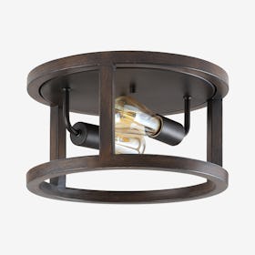 Atelier 2-Light Rustic Industrial LED Flush Mount Lamp - Oil Rubbed Bronze - Iron