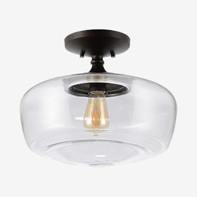 Marfa Farmhouse Modern LED Flush Mount Lamp - Oil Rubbed Bronze - Iron / Glass
