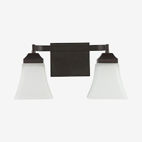 Staunton 2-Light Modern Cottage LED Vanity Light - Oil Rubbed Bronze - Iron / Glass