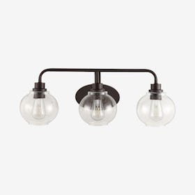 Sandrine 3-Light Cottage Rustic LED Vanity Light - Oil Rubbed Bronze - Iron / Seeded Glass