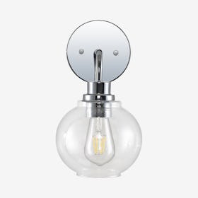 Sandrine 1-Light Cottage Rustic LED Vanity Light - Chrome - Iron / Seeded Glass