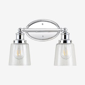 Beverly 2-Light Classic Cottage LED Vanity Light - Chrome - Iron / Seeded Glass