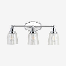 Beverly 3-Light Classic Cottage LED Vanity Light - Chrome - Iron / Seeded Glass