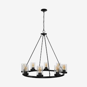 Pablo Ring 8-Light Bohemian Cottage LED Chandelier - Oil Rubbed Bronze - Iron / Seeded Glass
