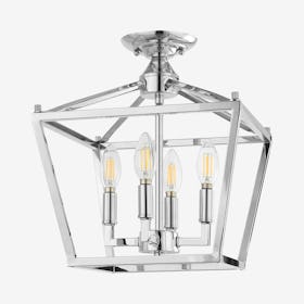 Plains Mini Lantern 4-Light Modern Farmhouse LED Flush Mount Lamp - Chrome - Iron