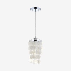 Cayla LED Chandelier Pendant Lamp - White / Chrome - Seashell / Metal