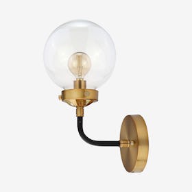 Caleb 1-Light Wall Sconce Lamp - Black / Brass - Metal