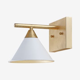 Yvette 1-Light Wall Sconce Lamp - White / Gold - Metal