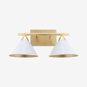 Yvette 2-Light Vanity Wall Light - White / Gold - Metal