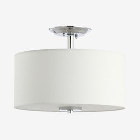 Marc LED Semi-Flush Mount Lamp - Chrome / White - Metal / Linen