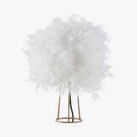 Stork LED Table Lamp - White / Gold - Metal / Feather