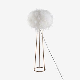 Stork LED Floor Lamp - White / Gold - Metal / Feather