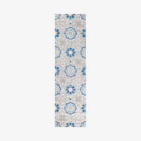 Mediterranean Medallion Indoor Outdoor Runner Rug - Blue / Gray