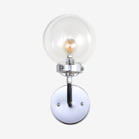 Caleb 1-Light Wall Sconce Lamp - Chrome / Black - Metal / Glass