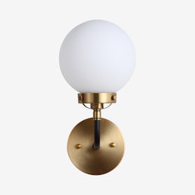 Caleb 1-Light Wall Sconce Lamp - Brass Gold / Black - Metal / Glass
