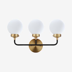 Caleb 3-Light Wall Sconce Lamp - Brass Gold / Black - Metal / Glass