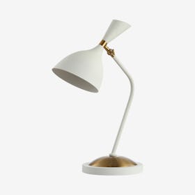 Albert Retro Mid-Century LED Table Lamp - White / Brass Gold - Iron