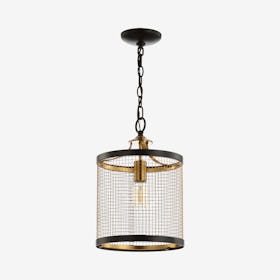 Elena Lantern LED Pendant Lamp - Black / Brass Gold - Metal