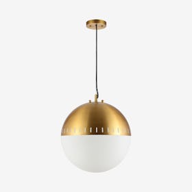 Remy Adjustable Art Deco Mid-Century Globe LED Pendant Lamp - Brass Gold - Iron / Glass