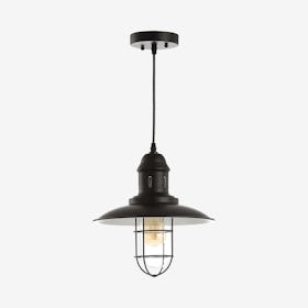 Deere Adjustable Cage LED Pendant Lamp - Black - Iron / Glass