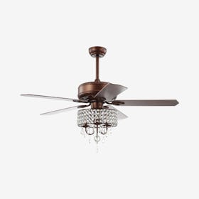 Becky 3-Light Crystal LED Chandelier Fan with Remote - Oil Rubbed Bronze - Iron