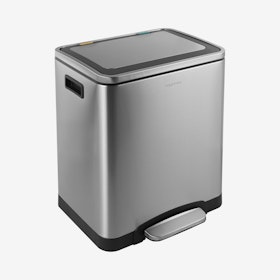 Elmo Rectangular Double Bucket Trash Can with Soft-Close Lid - Silver